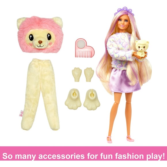 Barbie Cutie Reveal Cozy Cute Tees Lion, Purple Streaked Hair Doll & Accessories - Picture 5 of 16